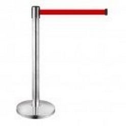 Κολωνάκι οριοθέτησης ασημί (inox) ύψους 91cm με κόκκ. ιμάντα 2m